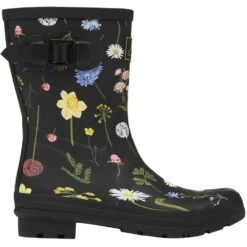 Joules Womens Molly Mid Height Chelsea Wellington Boots -BreezeSole Shoes Store jou1663 blkflo 01
