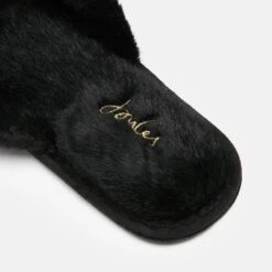 Joules Womens Honey Faux Fur Cosy Slider Slippers -BreezeSole Shoes Store jou2113 black 03