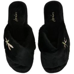 Joules Womens Honey Faux Fur Cosy Slider Slippers -BreezeSole Shoes Store jou2113 black 05