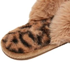 Joules Womens Mabelle Cross Strap Faux Fur Slider Slippers -BreezeSole Shoes Store jou2144 leoprd 03