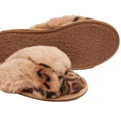 Joules Womens Mabelle Cross Strap Faux Fur Slider Slippers -BreezeSole Shoes Store jou2144 leoprd 04