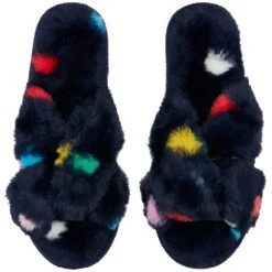 Joules Womens Mabelle Cross Strap Faux Fur Slider Slippers -BreezeSole Shoes Store jou2144 nvyspt 03
