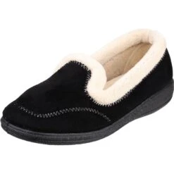 Mirak Womens/Ladies Maier Micro Fleece Memory Foam Textile Slippers -BreezeSole Shoes Store mir375 black 05