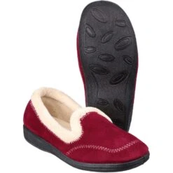 Mirak Womens/Ladies Maier Micro Fleece Memory Foam Textile Slippers -BreezeSole Shoes Store mir375 burgun 01