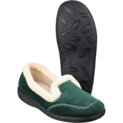 Mirak Womens/Ladies Maier Micro Fleece Memory Foam Textile Slippers -BreezeSole Shoes Store mir375 green 01