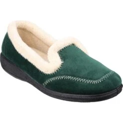 Mirak Womens/Ladies Maier Micro Fleece Memory Foam Textile Slippers -BreezeSole Shoes Store mir375 green 02