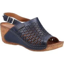 Riva Womens Wrexham Strap Wedge Sandals -BreezeSole Shoes Store riv039 navy 01