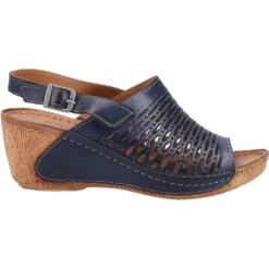 Riva Womens Wrexham Strap Wedge Sandals -BreezeSole Shoes Store riv039 navy 04