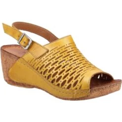 Riva Womens Wrexham Strap Wedge Sandals -BreezeSole Shoes Store riv039 yellow 01