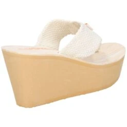 Rocket Dog Womens Diver Webbing Slip On Wedge Flip Flops -BreezeSole Shoes Store rkd113 cream 03