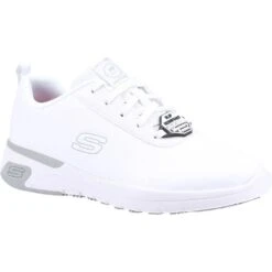 Skechers Womens Marsing Gmina Slip Resistant Leather Shoes -BreezeSole Shoes Store ske1498 wht 01