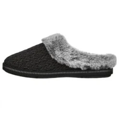 Skechers Womens Cozy Campfire Faux Fur Memory Foam Slippers -BreezeSole Shoes Store ske1978 blk 03