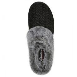 Skechers Womens Cozy Campfire Faux Fur Memory Foam Slippers -BreezeSole Shoes Store ske1978 blk 05