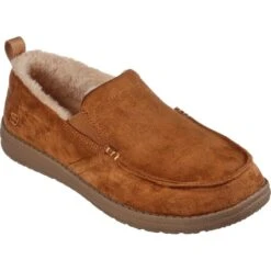 Skechers Mens Relaxed Fit Melson Willmore Slip On Slippers -BreezeSole Shoes Store ske2018 tan 01 1