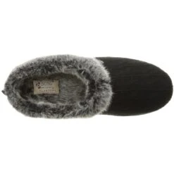 Skechers Womens/Ladies Keepsakes - Ice Angel Fluffy Trim Mule Slippers -BreezeSole Shoes Store ske502 blk 06